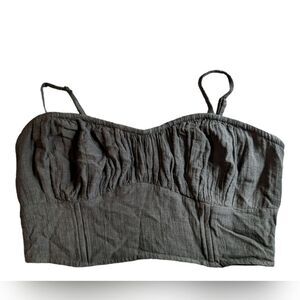 Women's American Eagle Black Cotton Boned Crop Top, Size XL